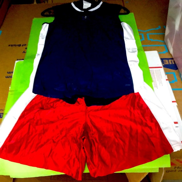 Soccer Team Jerseys (Bike) Q=15 USA colors Girls (Kids) S-M-L sets tops & Shorts - Picture 2 of 6